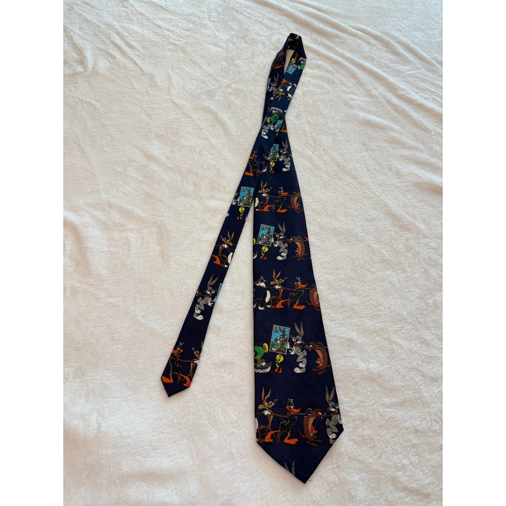 Vintage 1997 Looney Tunes Stamp Tie Bugs Bunny Daffy Tweety Warner Bros